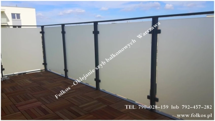 Folia matowa na szklane balustrady balkonowe -Oklejamy balkony Warszawa -Folkos folie okienne