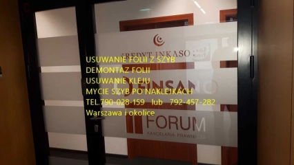 Zrywanie folii z witryn, usuwanie naklejek, kleju, mycie szyb Warszawa i okolice -Usługa demontażu