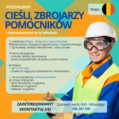 Cieśla, zbrojarz, pomocnik – żelbety – Belgia 