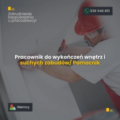 Pracownik do wykończeń i suchych zabudów/Pomocnik - polska umowa - Niemcy